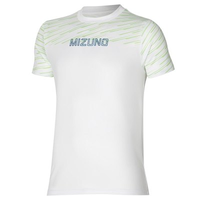 Camisa Mizuno Athletics Estampados Tee Hombre - Blancos - Chile M089JFVMAR